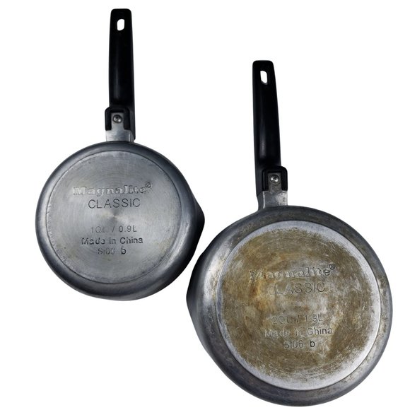 Vintage Magnalite Classic 1Q 2Q Pots with Lids Double Pour Spouts China Si06b - Picture 10 of 10
